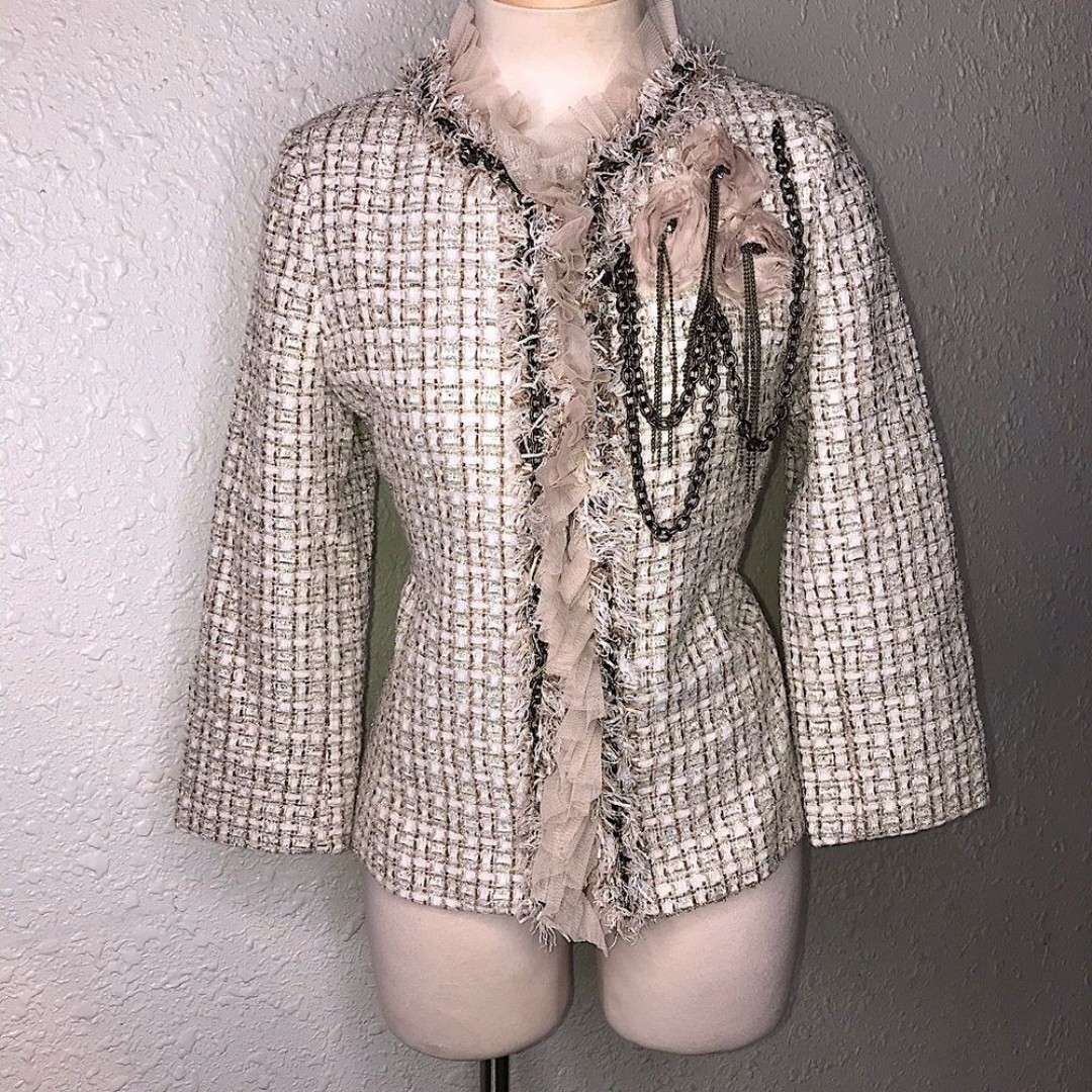 Boston Proper Women's Tan and Cream Jacket