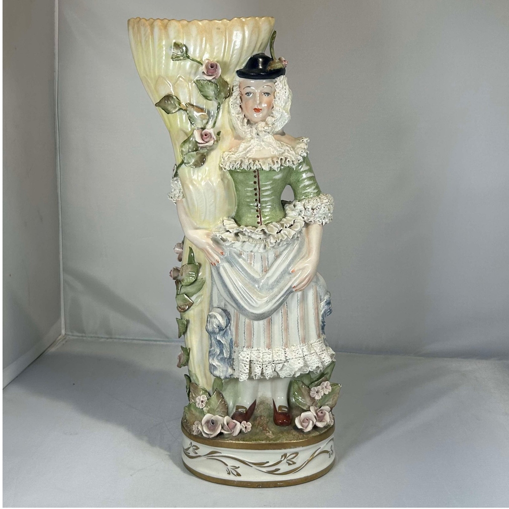 Lady Figurine Vase Planter - Floral Accent Decor Display Piece