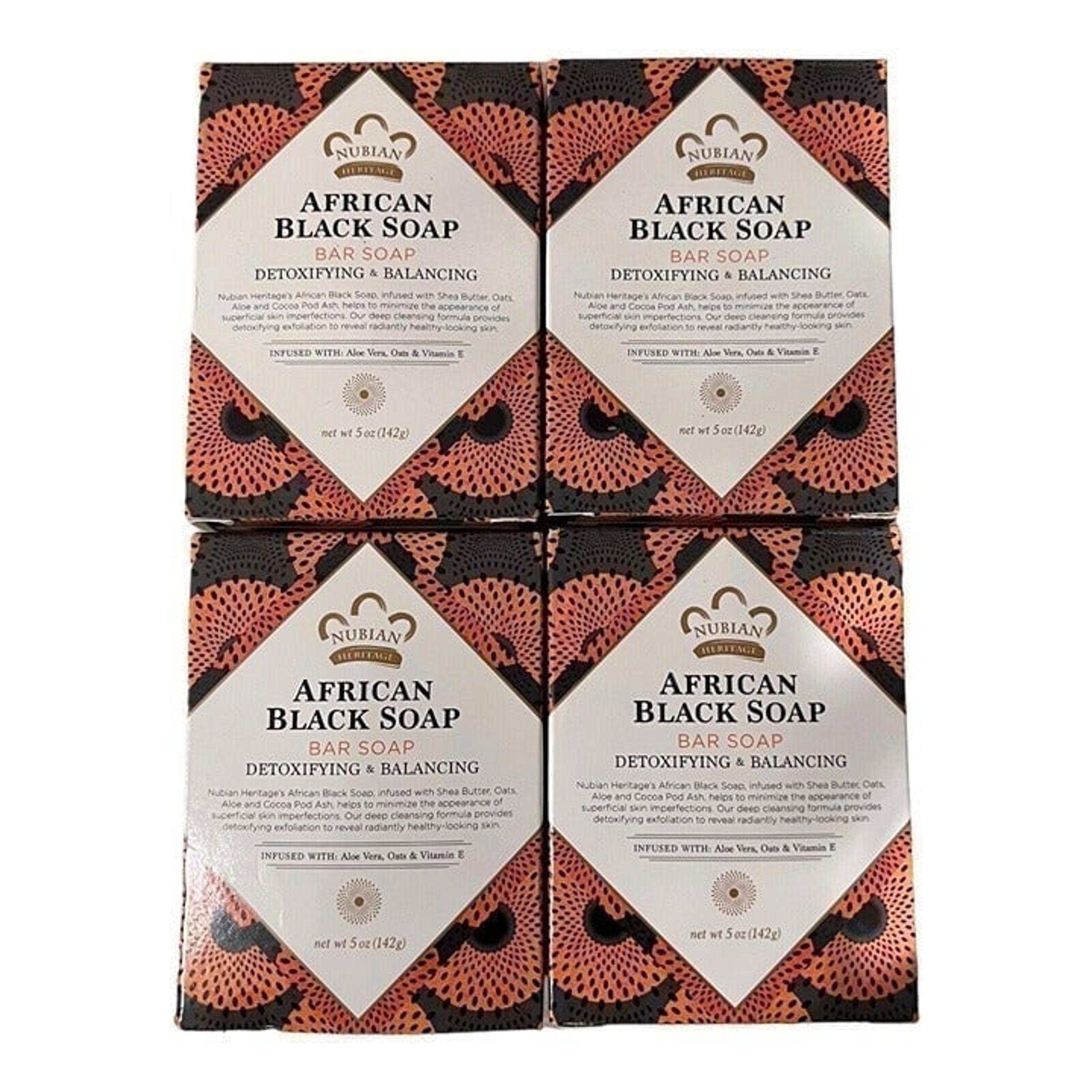 Nubian Heritage African Black Bar Soap 5 oz each (Pack of 4) New