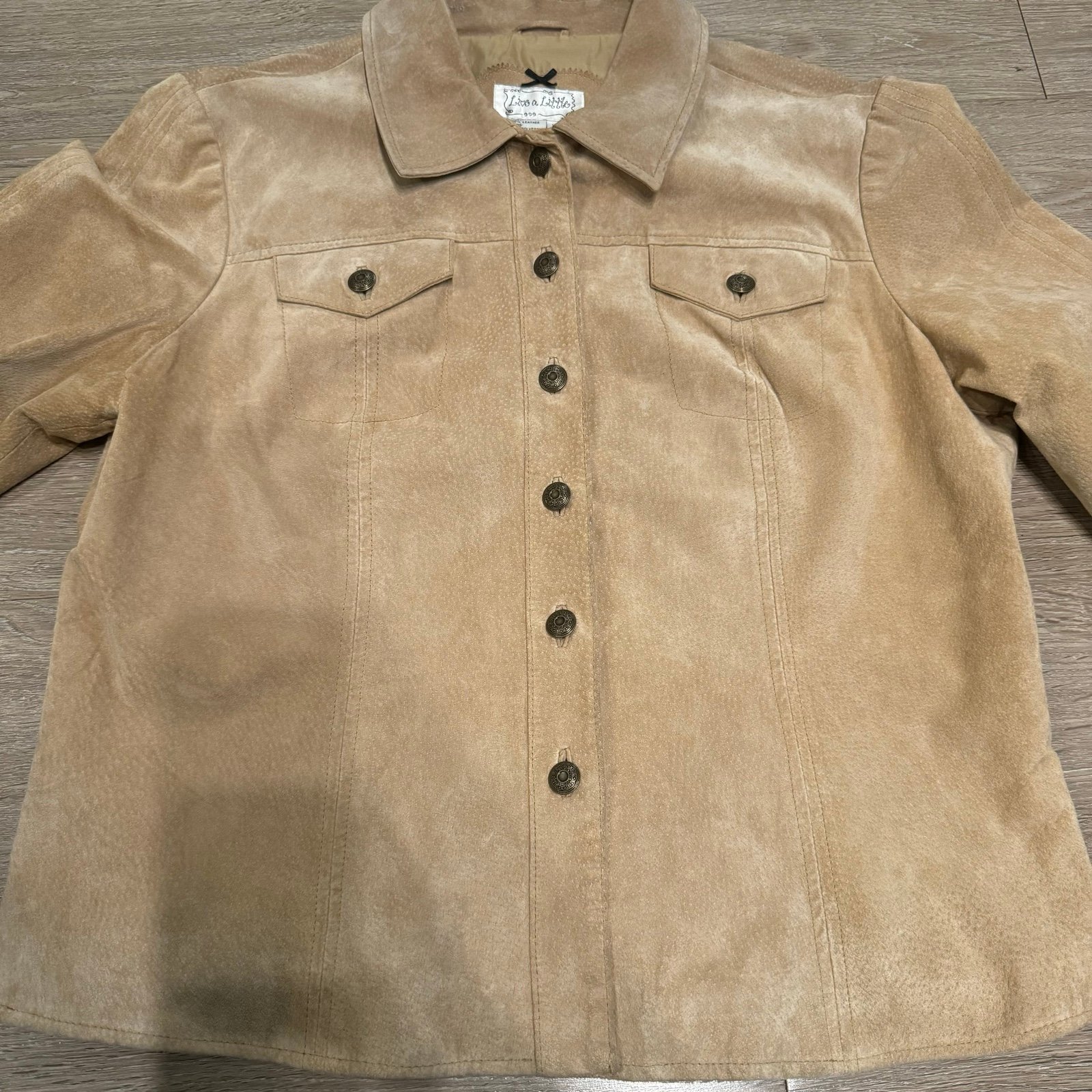 Live a little 100% suade leather jacket button up tan XL women’s western rodeo