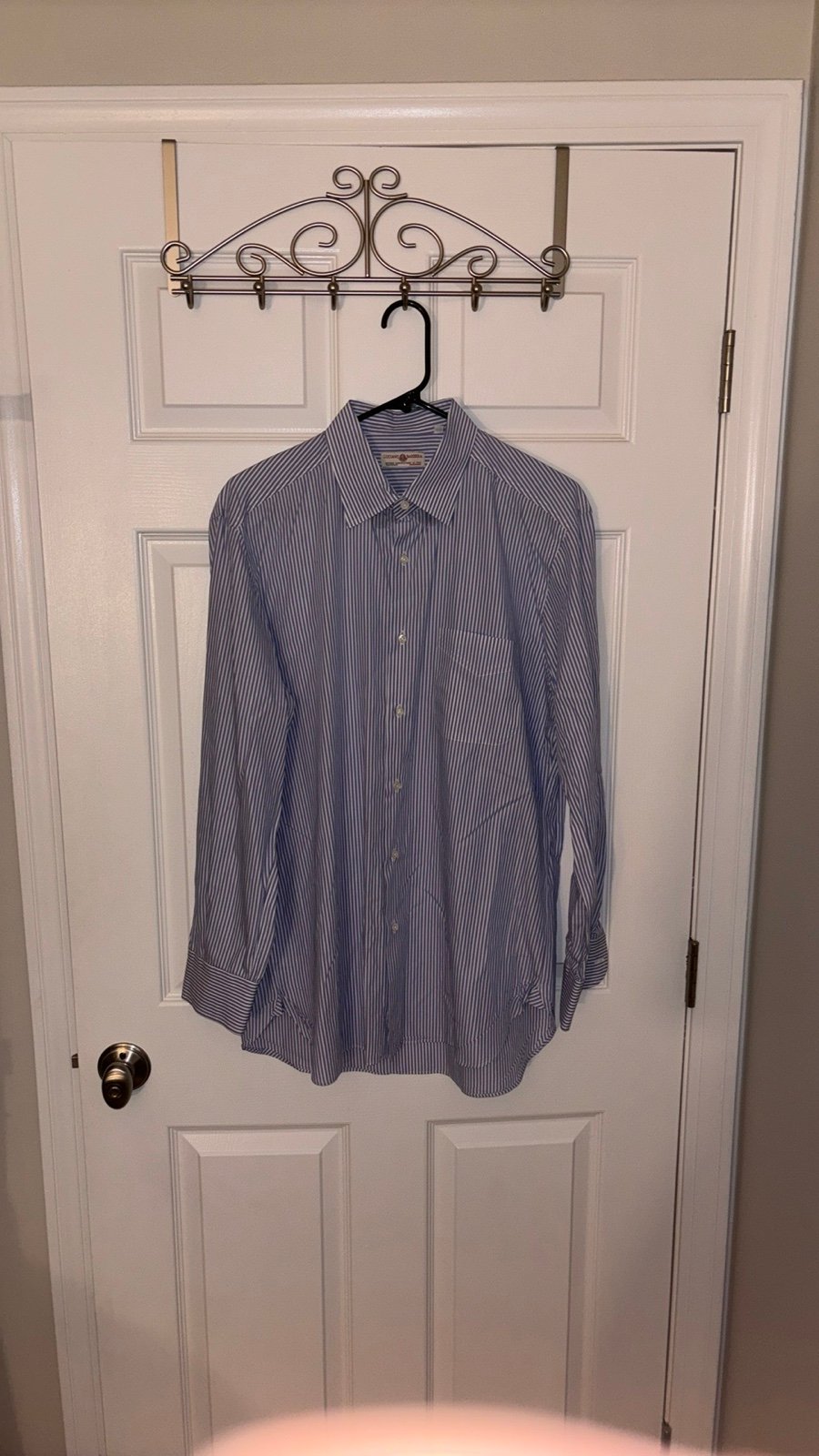 Luciano Barbera Men’s Blue Striped Dress Shirt Sz Large