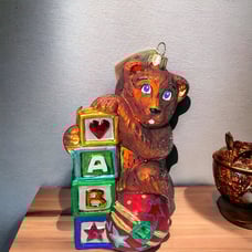 Christopher Radko Christmas Ornament Teddy Bear Blocks B C Treble Trio 98-040-0