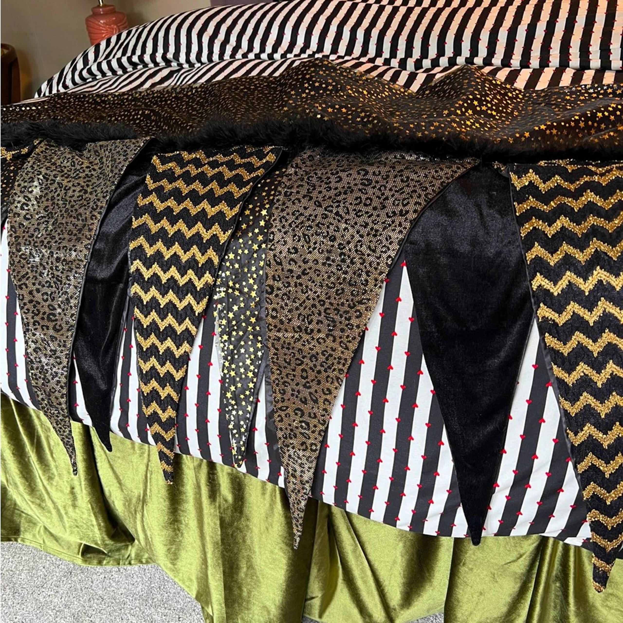 Leopard Halloween Mantle Scarf Glam Bling Glitz Feather Velvet Sequin Fireplace