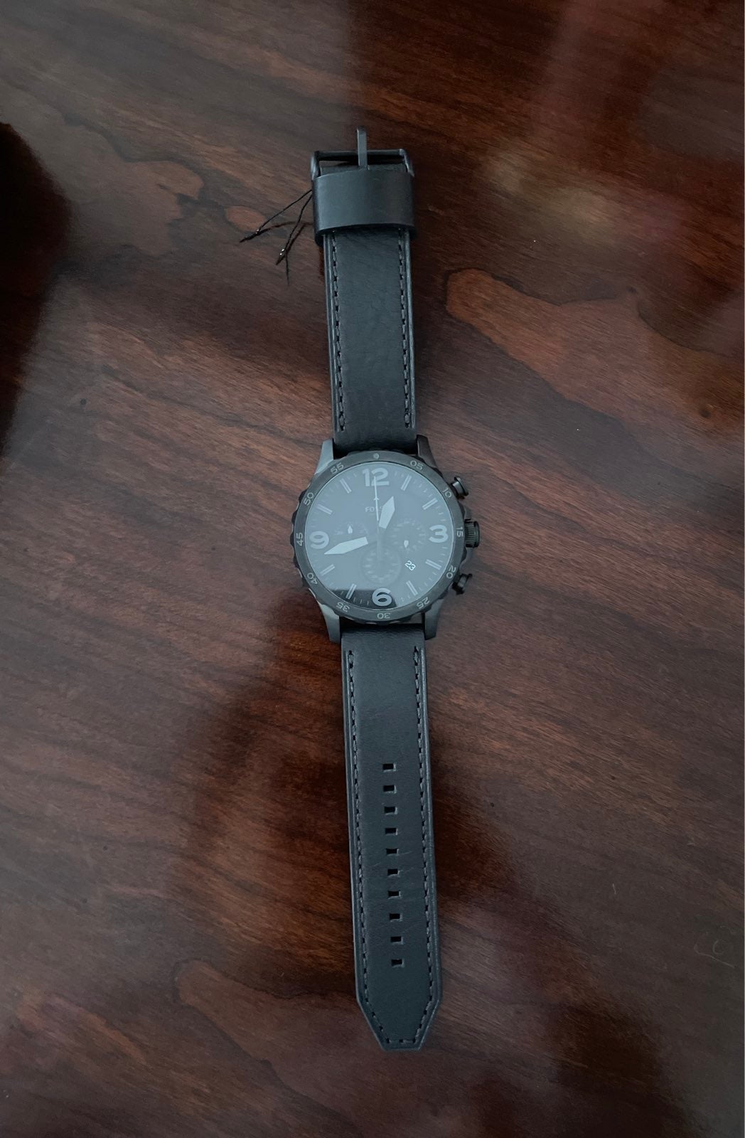 Nate Chronograph Black Leather Watch