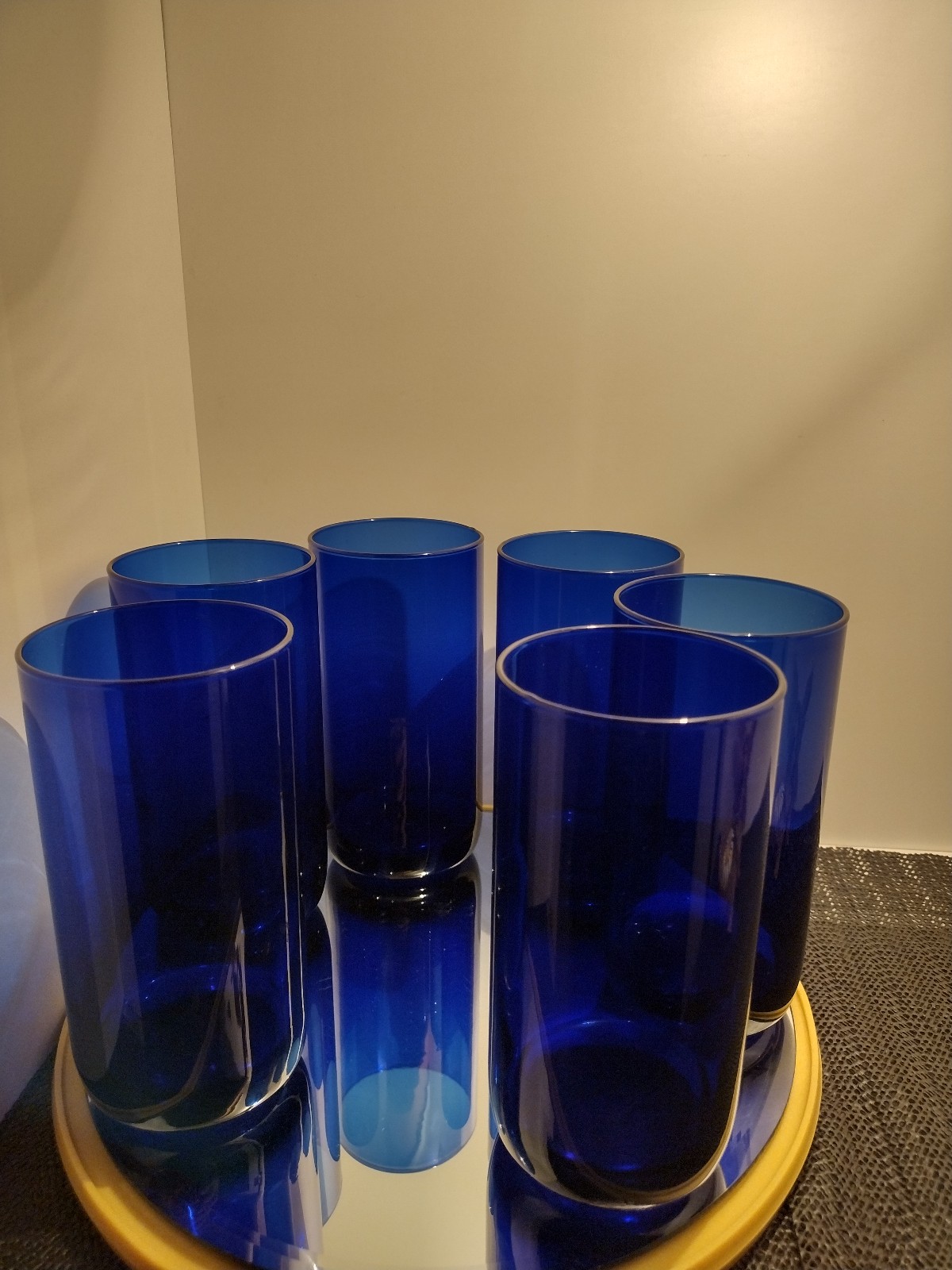 6 Libbey Cobalt Glass water cups/ Tumblers-handblown vintage