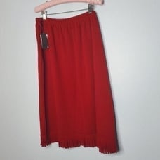Nina Leonard NWT Red Skirt Lightweight Fringe Trim 2XL