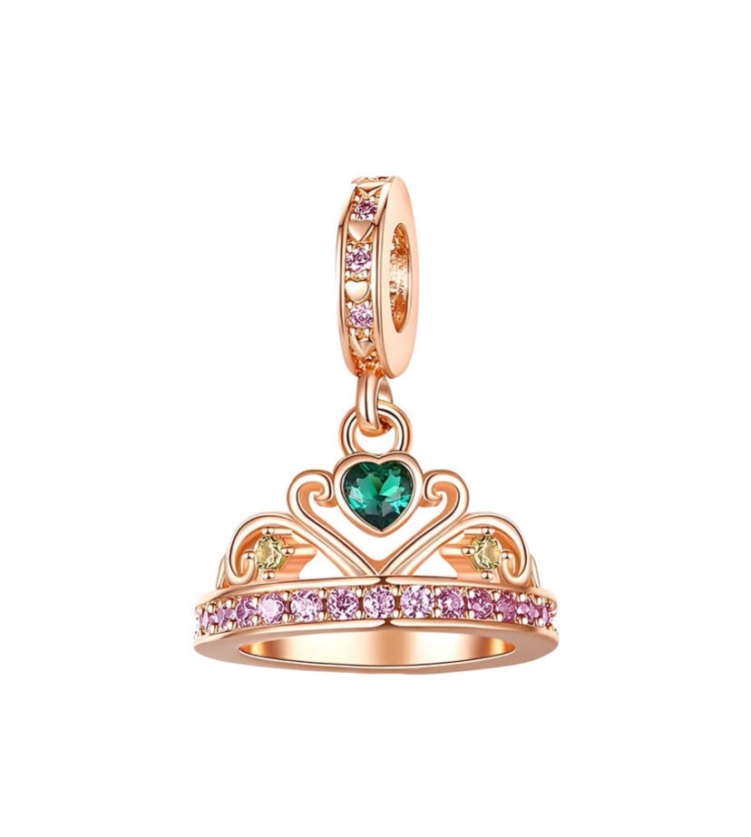 Rose Gold Zircon Tiara Dangle Charm