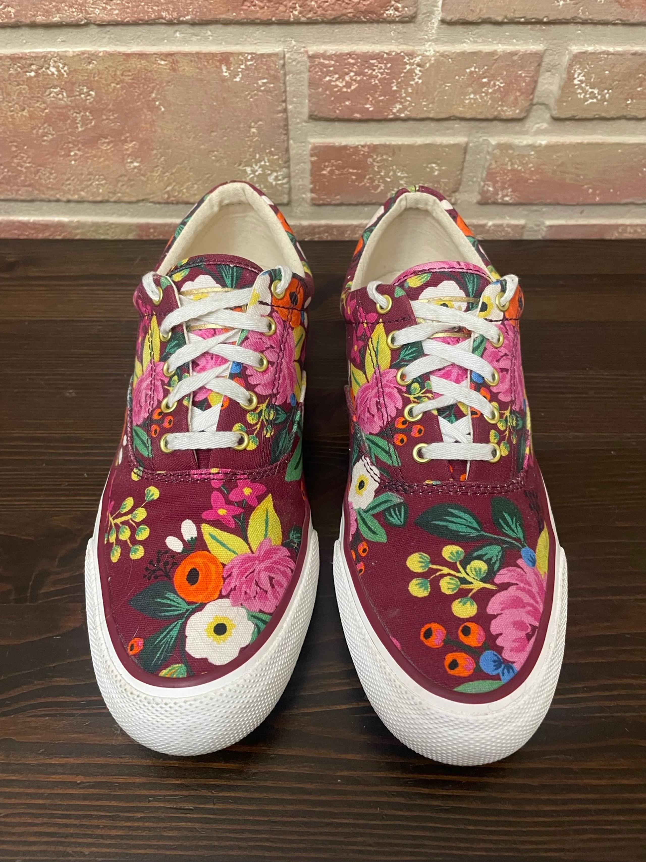 Keds x Rifle Paper Co. Flowers Women's Size 7.5 Burgundy Red Shoes Anthropologie