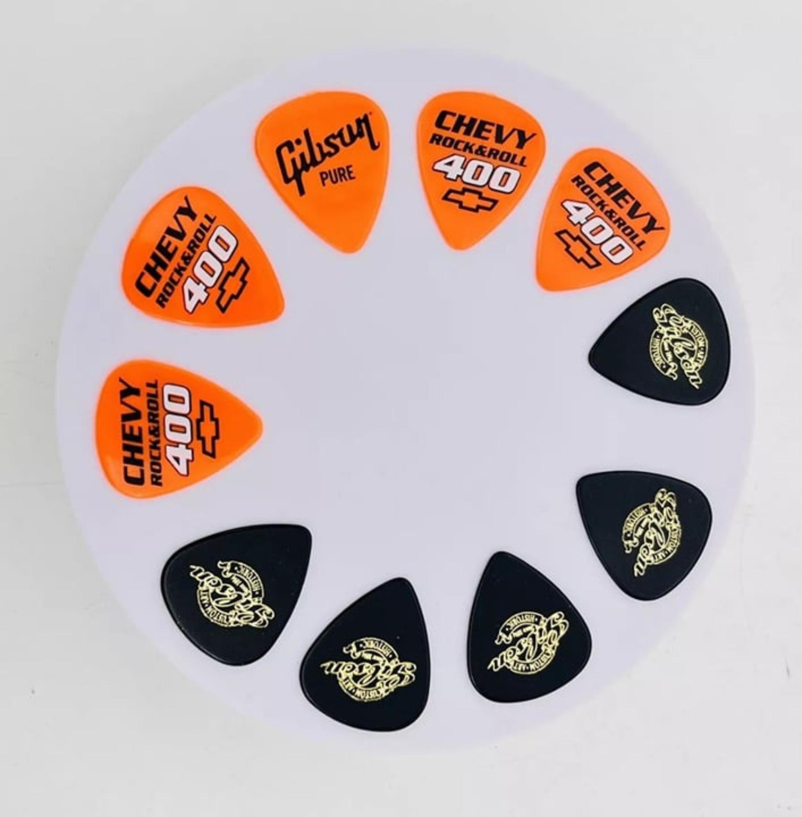 Gibson Guitar Pick Lot of 10 Chevy Rock n' Roll 400 Orange Black Thin New