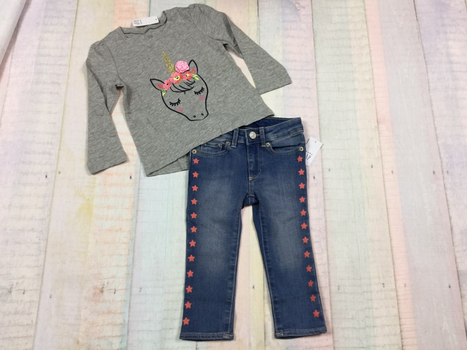 Gap Girls 2T Unicorn Star Jeans Outfit