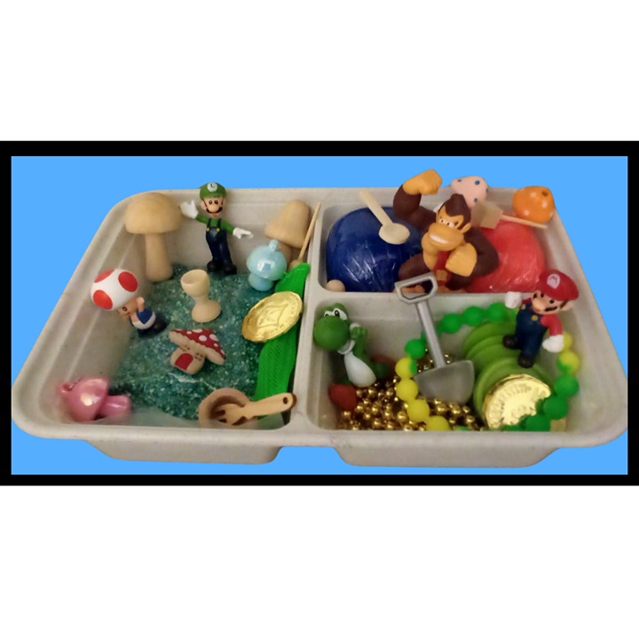 Mario Characters Playdough and Quinoa Sensory Kit for Extra Fun