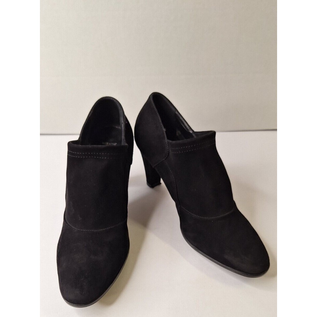 AQUATALIA Black Suede Leather Heeled Waterproof Ankle Booties Sz 6.5 Witch Core