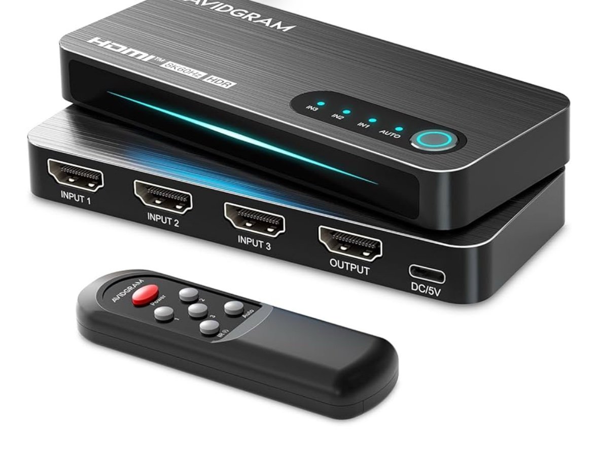 AVIDGRAM 3 Port HDMI 2.1 Switch 4K 120Hz, 8K 60Hz Automatic Switching Selector