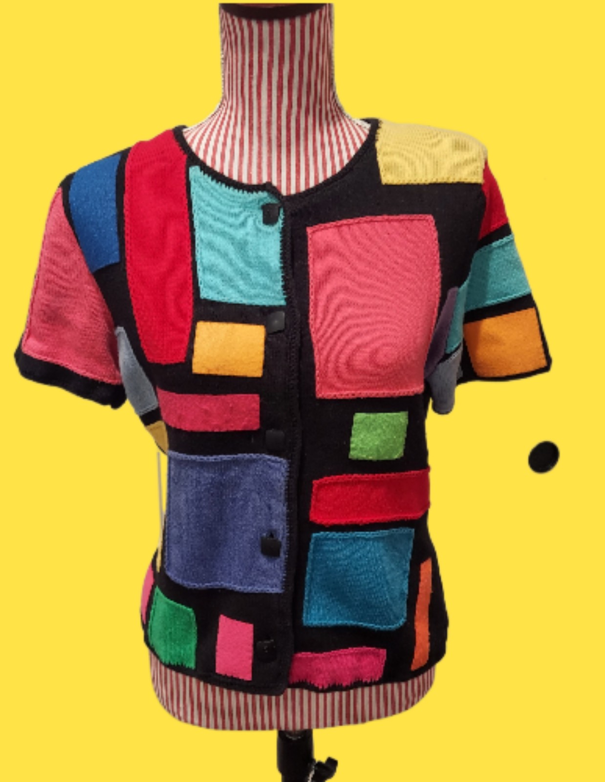 Vintage Michael Simon Color Block S/S Sweater Size Small