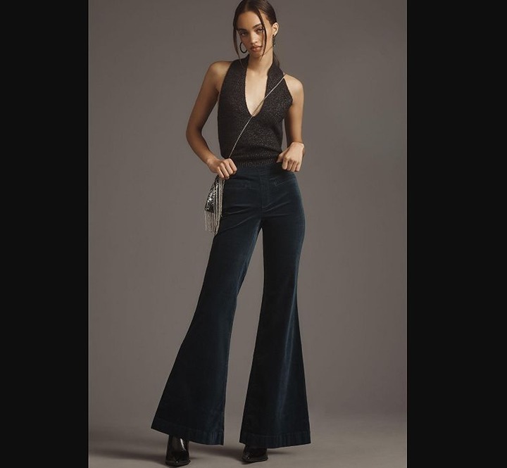 New women's 27 Anthropologie x Pilcro Velvet pull-on mid-rise retro flare jeans