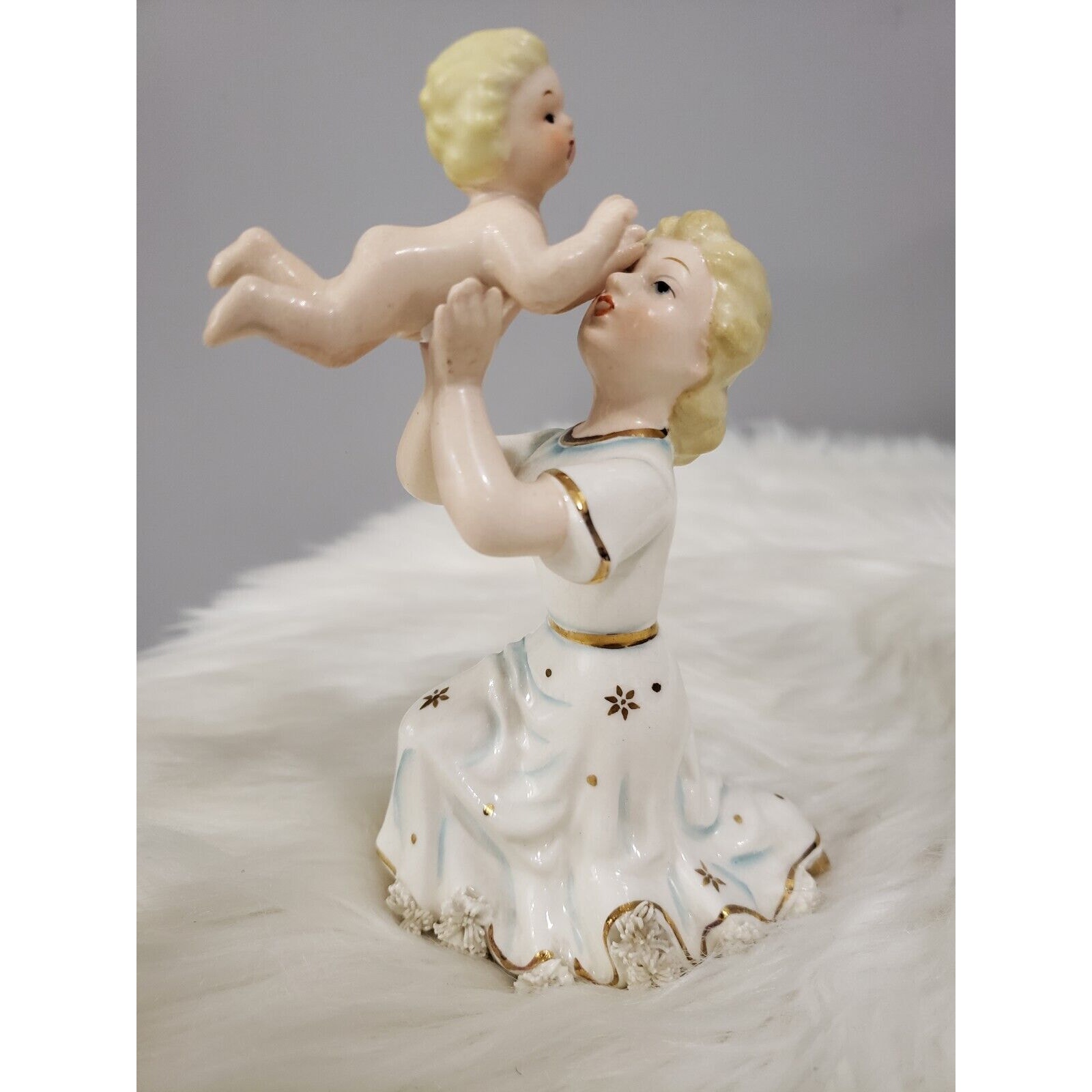 RARE Lefton Mother and Baby Mom Atomic MCM Spaghetti Figure Lady Japan Starburst