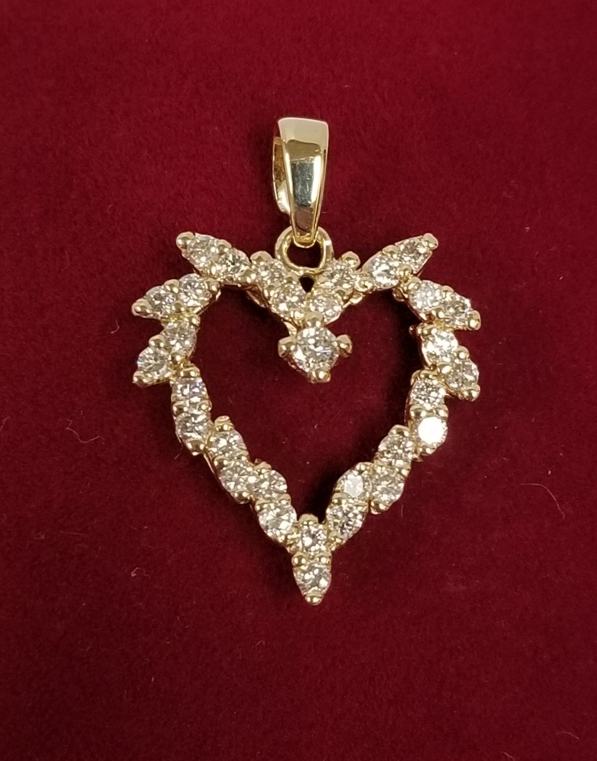 14k Yellow Gold Diamond Heart Pendant