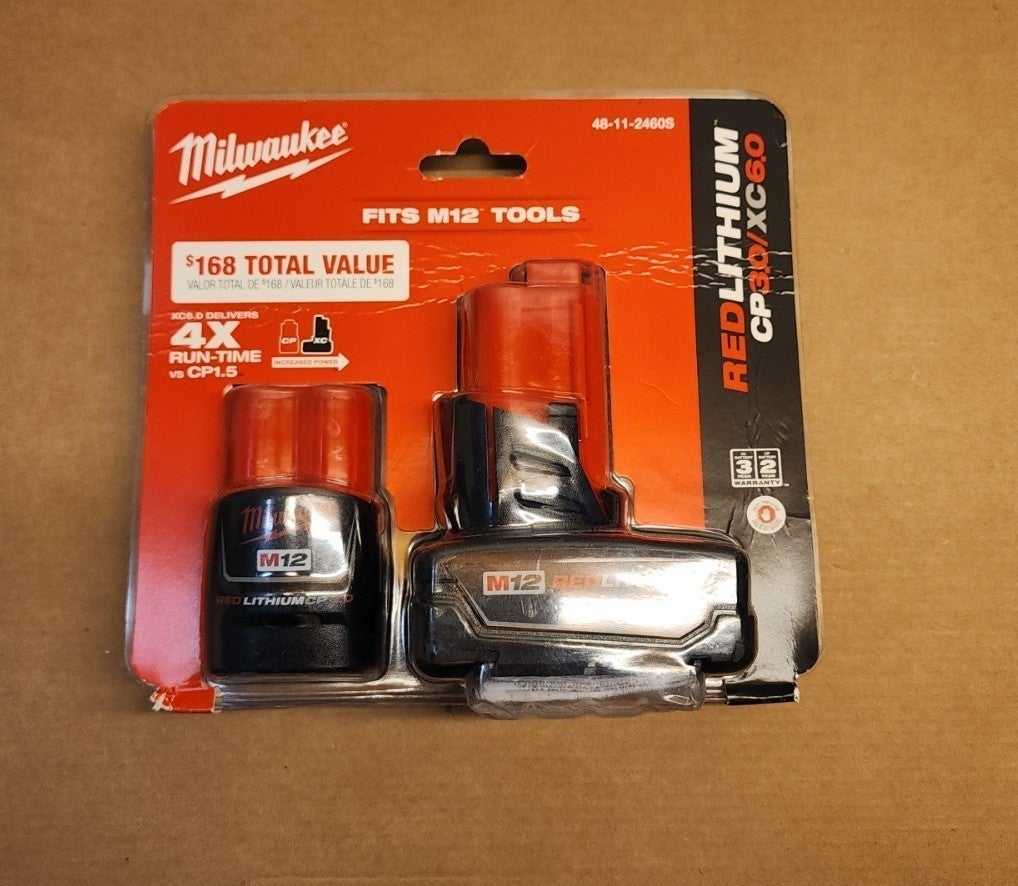 Brand New Milwaukee 48-11-2460S 12V Lithium-Ion Battery - 2 Pack