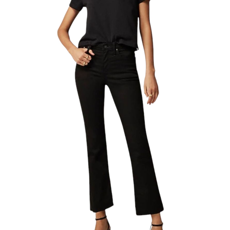 J. Crew Kick Out Jeans True Black Cropped Flare Super Stretch Mid Rise 28