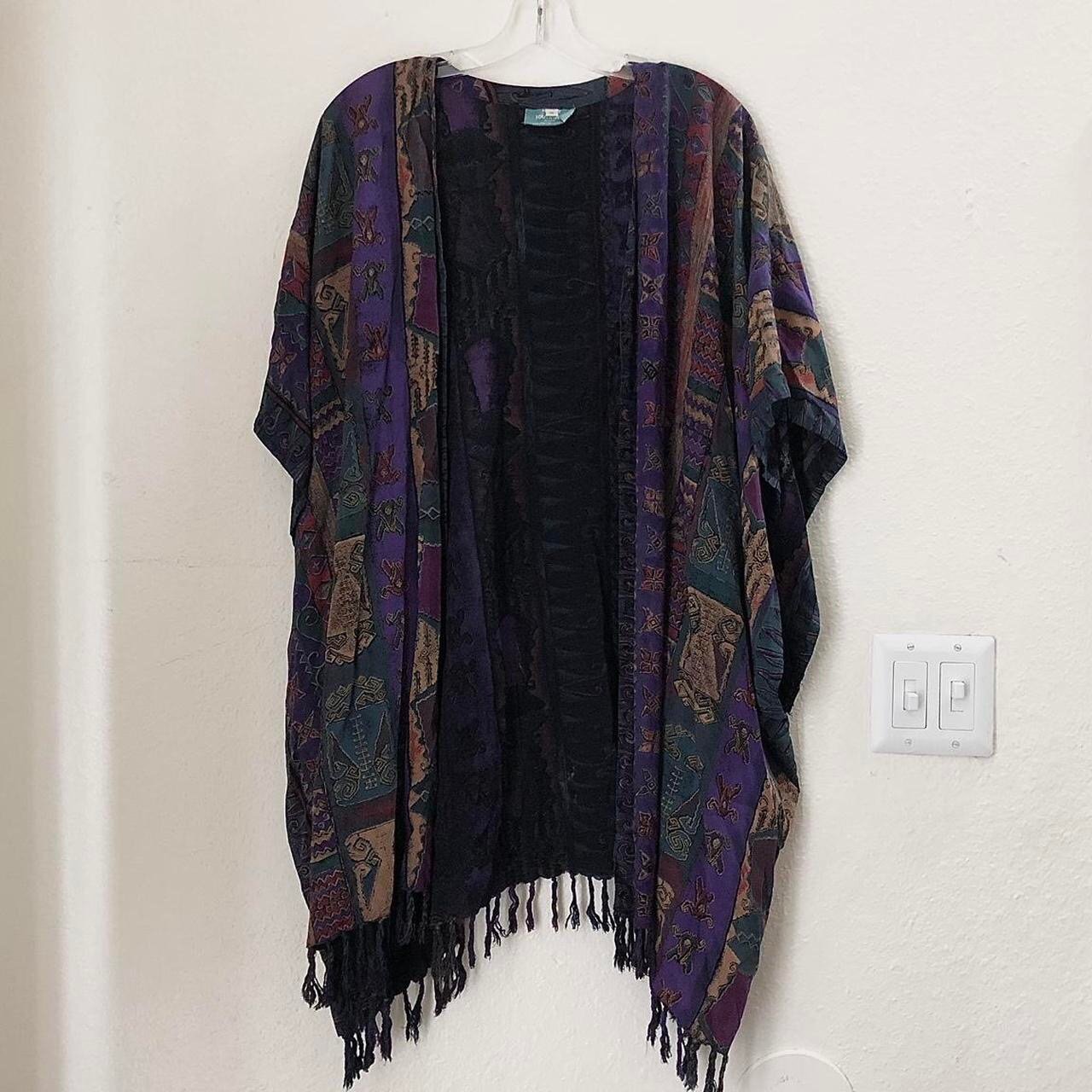 VTG multicolor hobo boho hippie indie western patchwork cardigan kimono jacket