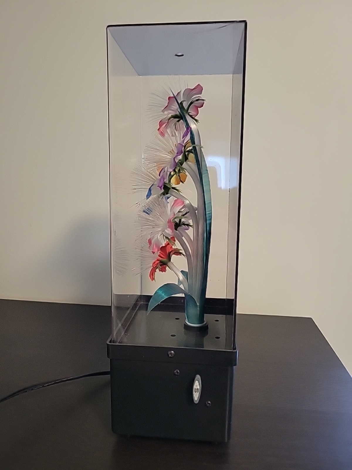 Vintage Mid Century Fiber Optic Lamp Color Changing with Multi Color Flowers