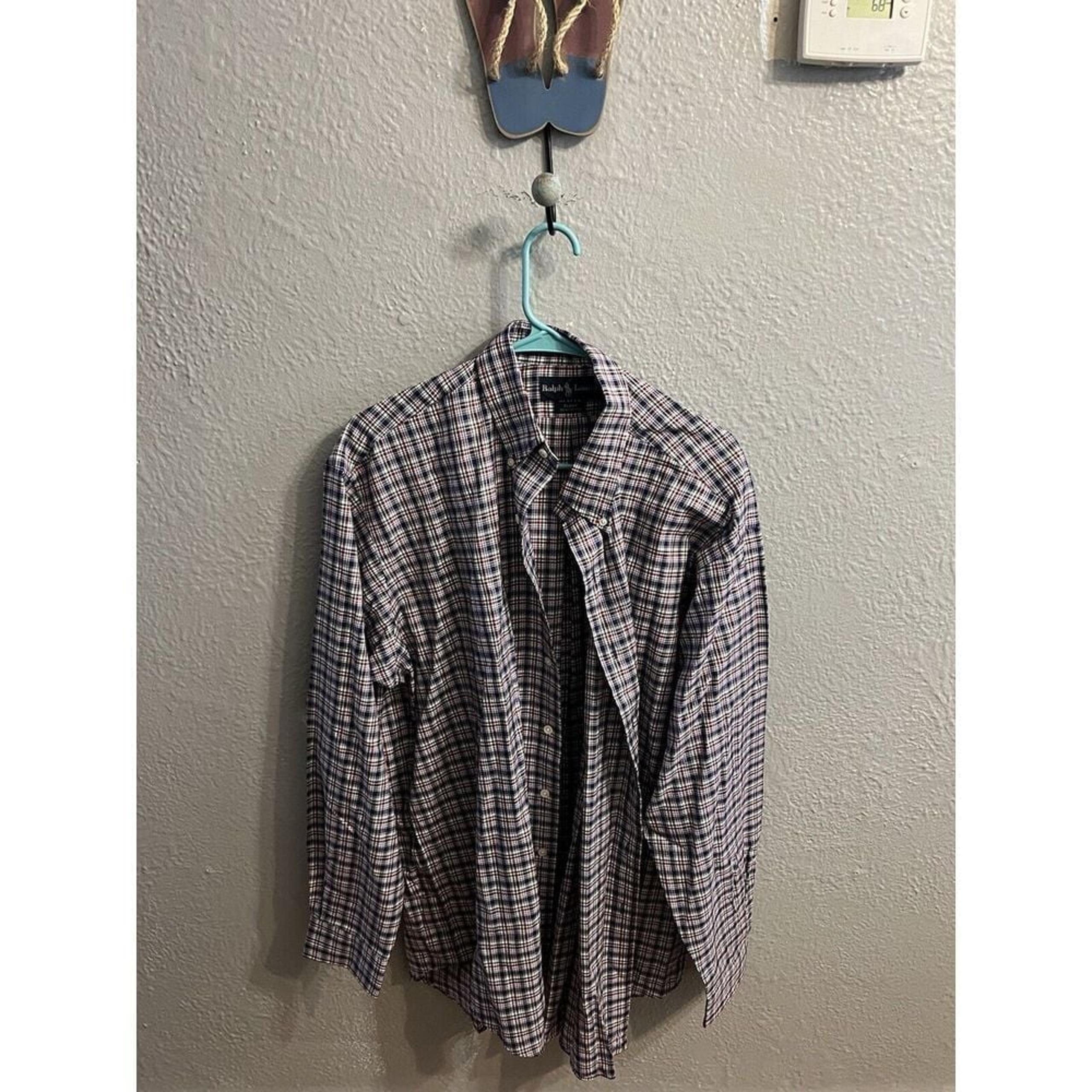 Mens Ralph Lauren Blake Red Blue White Plaid Shirt Size  Large