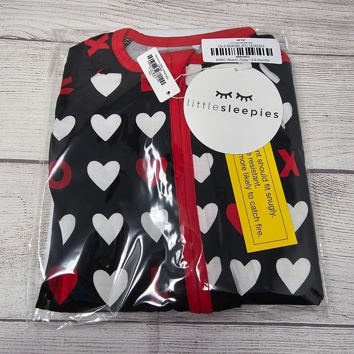 NIB Little Sleepies XOXO Black Zippy Size 3-6 months