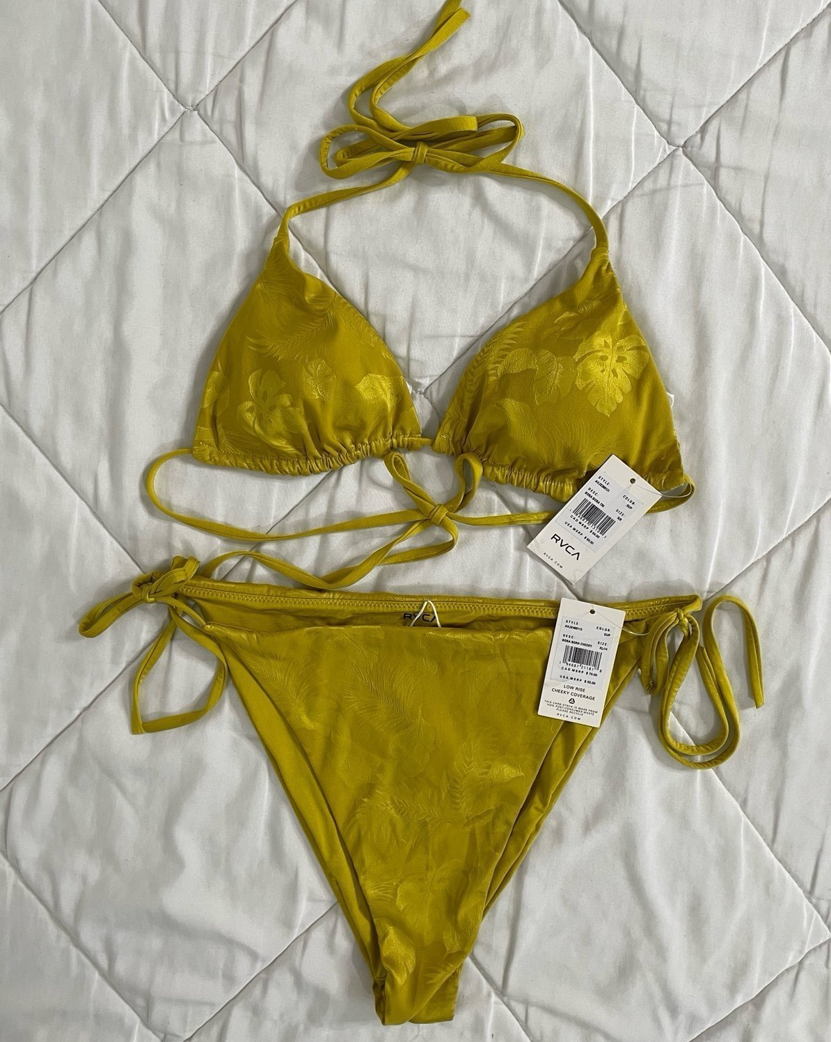 RVCA Golden Satin Bora Bora Limited Edition Bikini Set NWT