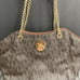 MICHAEL KORS BROWN SIGNATURE COATED CANVAS JET SET TRAVEL CHAIN TOTE