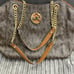 MICHAEL KORS BROWN SIGNATURE COATED CANVAS JET SET TRAVEL CHAIN TOTE