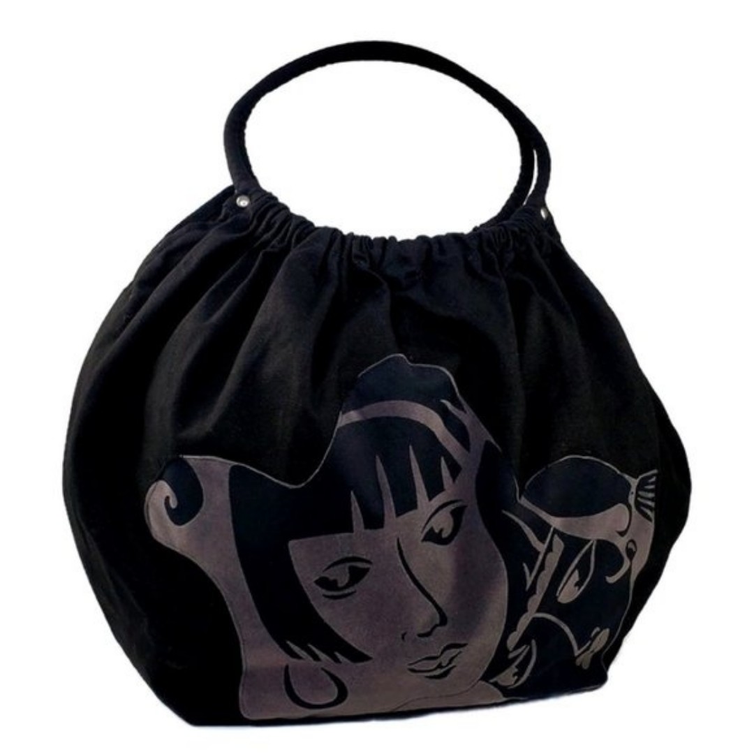 Faces Trendy Black Oversized Tote with side zipper.