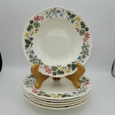 Wedgwood Richmond 8 Soup Bowls Set of 6 Floral Scalloped Midcentury 60s Vintage