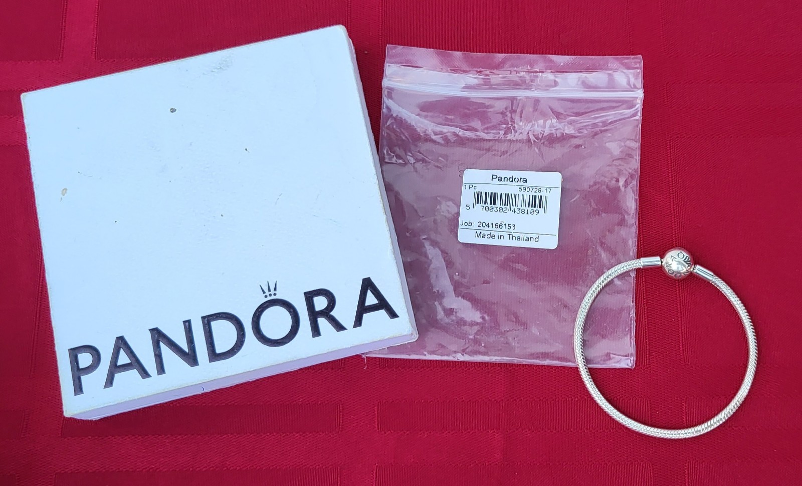 NEW 100% Authentic Pandora 925 Silver Snake Chain Charm Bracelet In Gift Box