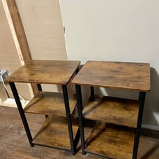 NEW Set of 2 3-Tier Side Tables with Open Storage Shelves & Sturdy Metal Frame