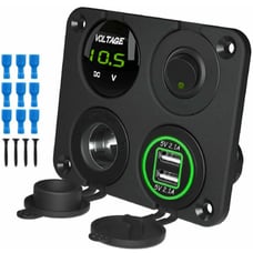 4 Gang Toggle Rocker Switch Panel Dual USB Car Boat Marine RV Truck Green LED
