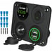 4 Gang Toggle Rocker Switch Panel Dual USB Car Boat Marine RV Truck Green LED