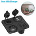 4 Gang Toggle Rocker Switch Panel Dual USB Car Boat Marine RV Truck Green LED