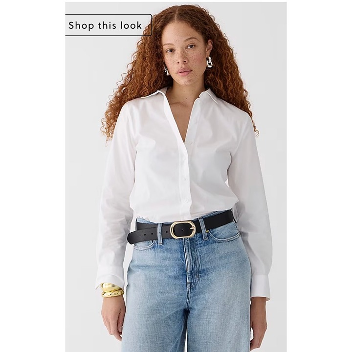 J.Crew 80 Petite Wren slim shirt stretch cotton poplin blend White Sz P2 BY648