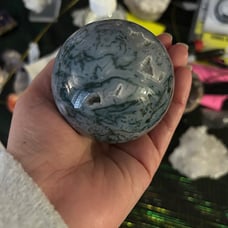 Druzy moss agate sphere