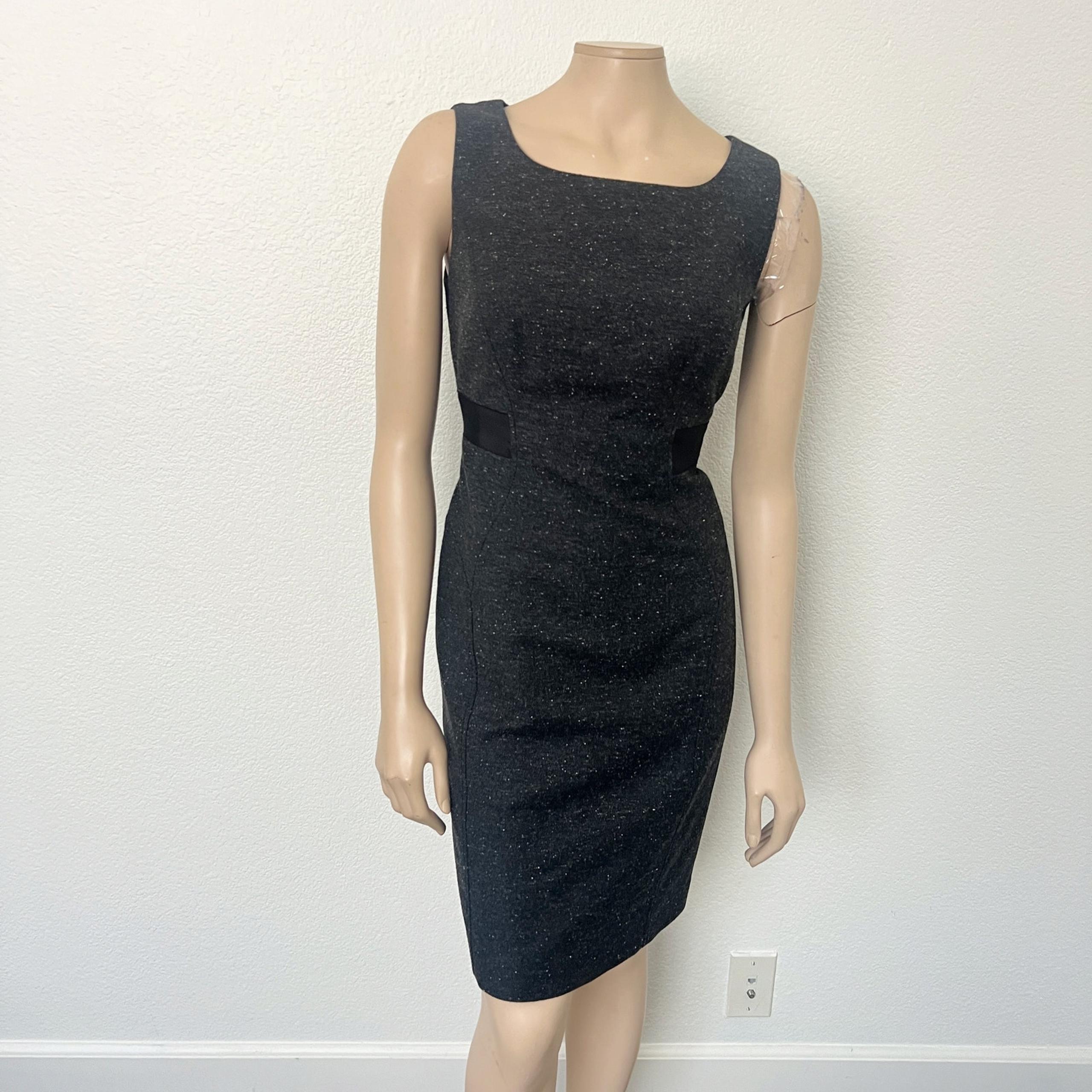 Halogen Size 6 Charcoal Gray Wool Tweed Sheath Dress Knee Length Workwear Office
