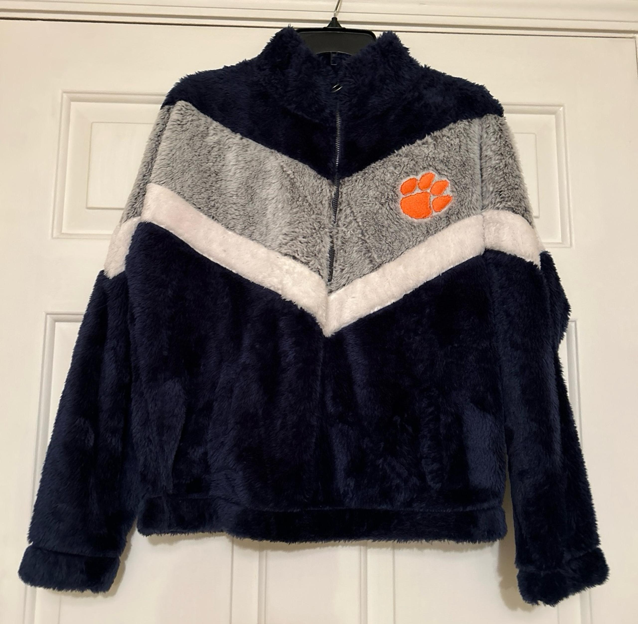 Clemson University 1/4 Zip Fuzzy Jacket with Front Pockets Size Small