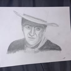 Completely Hand Drawn John Wayne Portrait