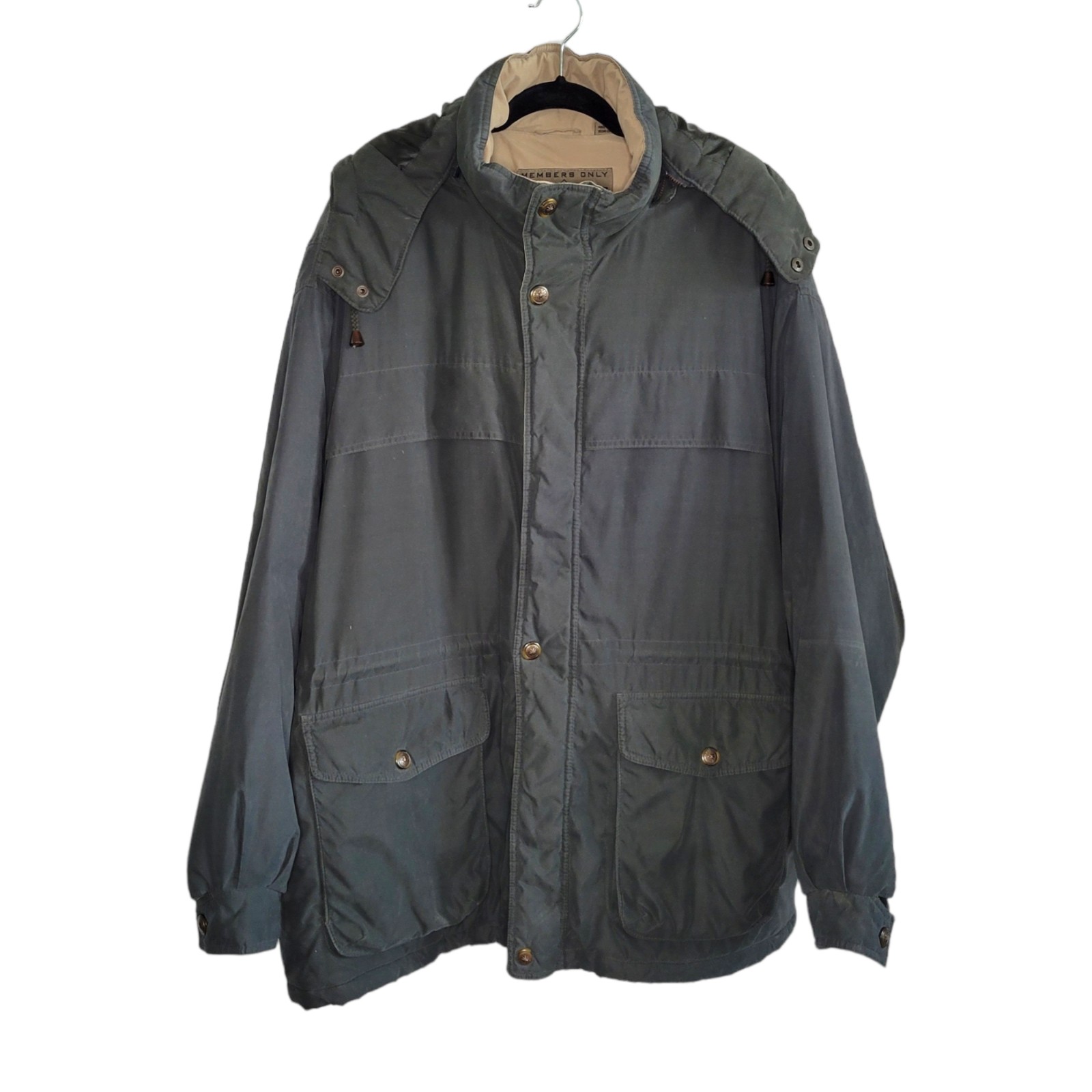 Vtg 90s Members Only Hooded Heavyweight Zip-Up Microfiber Jacket Men's XXL Green