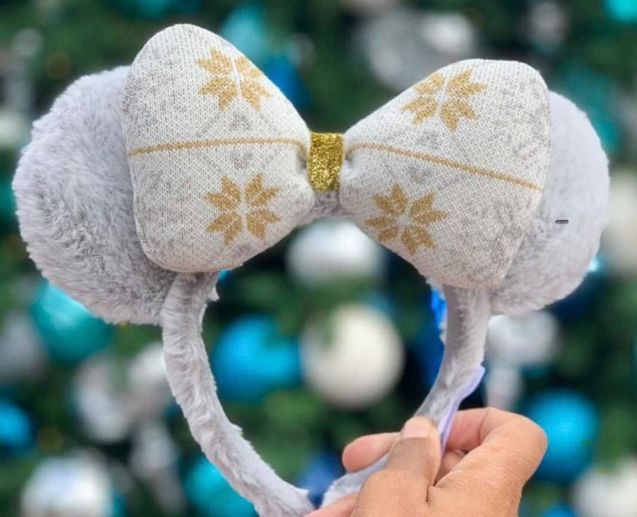 Disney Parks Silver & Gold Christmas Minnie Ears