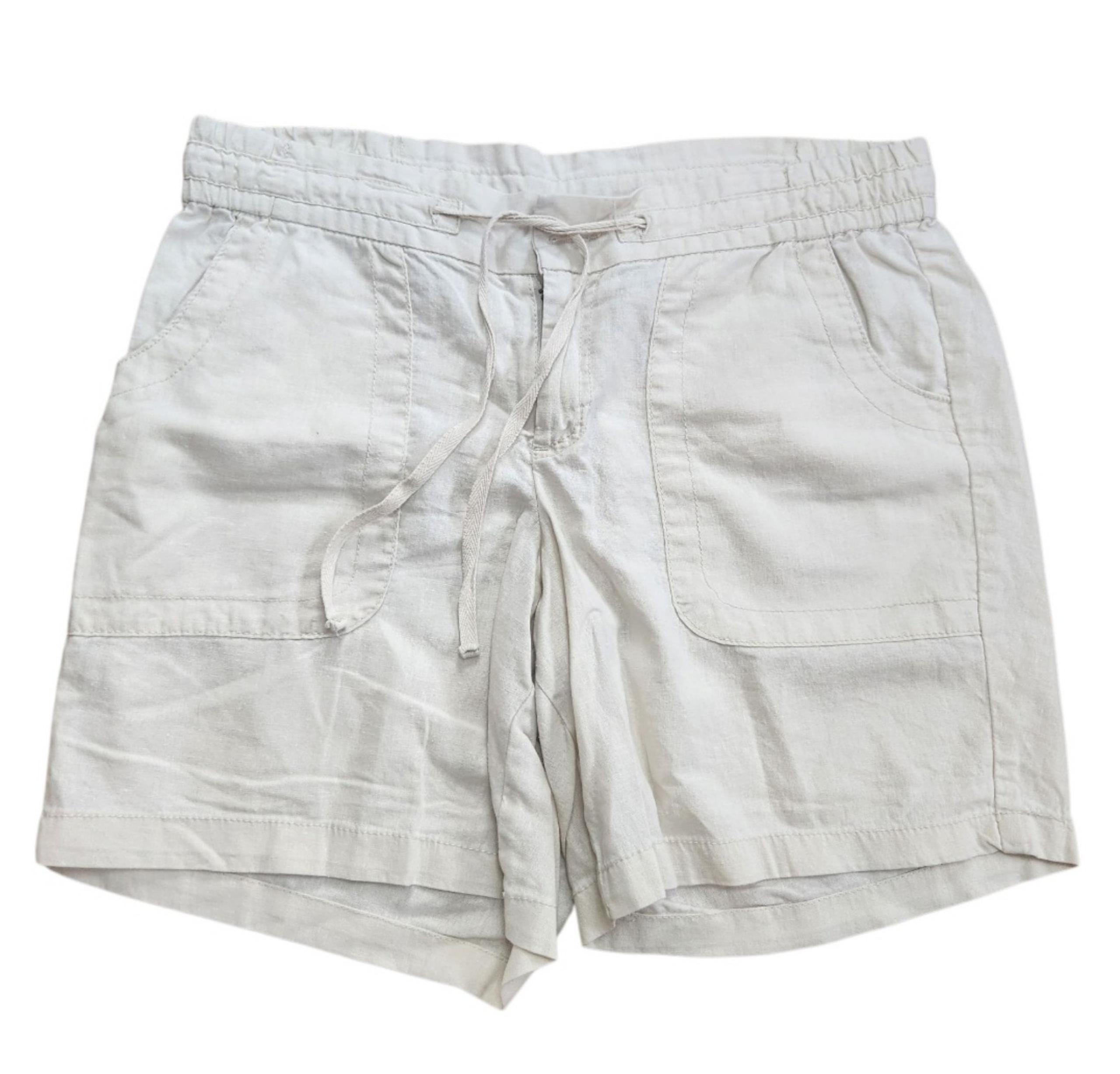 LANE BRYANT Linen Blend Relaxed Shorts Ivory Drawstring Beachy Women's Size 14