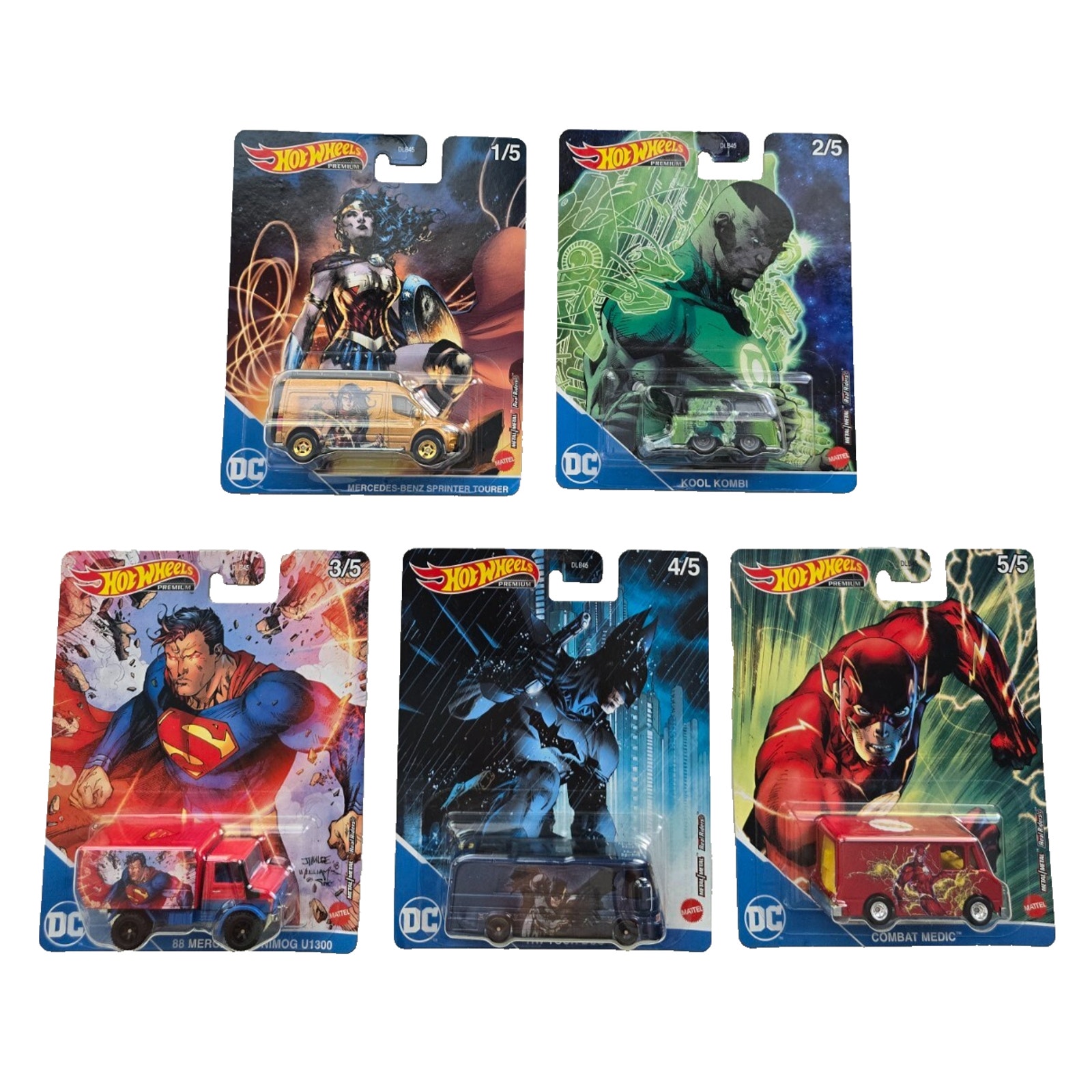 Hot Wheels 2022 Pop Culture Dash M 1:64 DC Universe Set of 5 Premium Cars