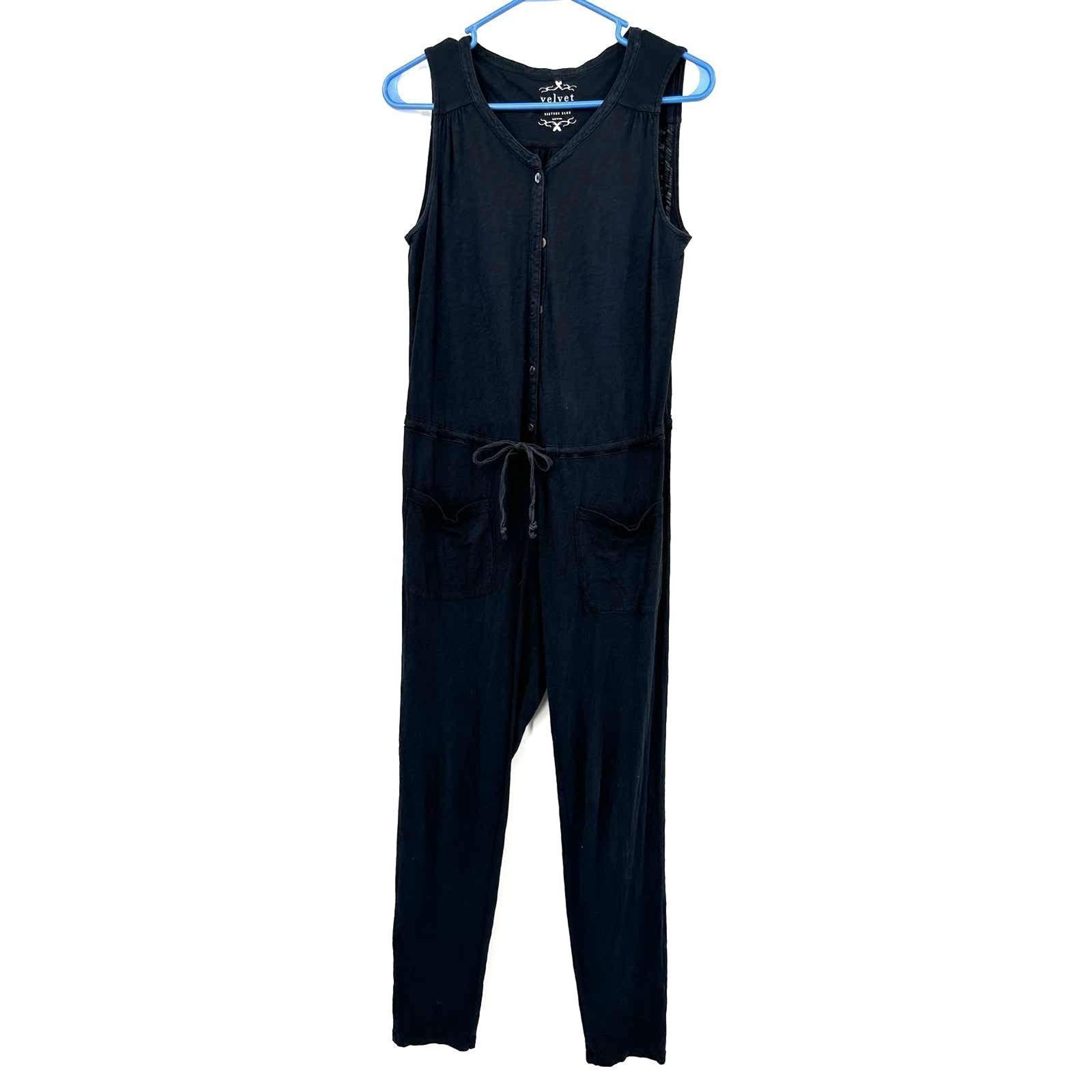 Velvet by Graham and Spencer Size XS vintage slub black sleeveless jumpsuit