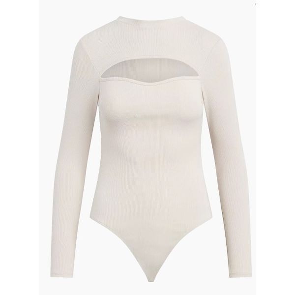 Hudson Jeans Ribbed Cut-Out Bodysuit in Moonbeam NWT Size XS