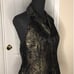 Vintage 90s Y2K Maggy London Black Gold Glitter Floral Halter Top Sz 14 Petite