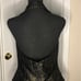 Vintage 90s Y2K Maggy London Black Gold Glitter Floral Halter Top Sz 14 Petite
